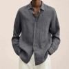 New loose solid color cotton and linen shirt for men New loose solid color cotton and linen shirt for men