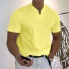 Men's Solid Color V-Neck Slim Fit Short Sleeve