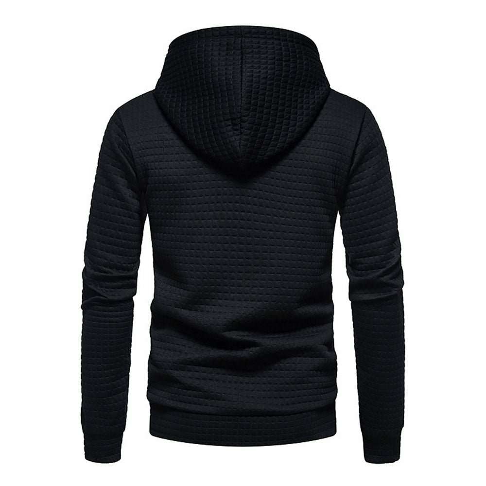 New Men's Fashion Check Casual Pocket Pullover Hoodie