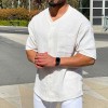 Summer new men's cotton linen short-sleeved button cardigan Summer new men's cotton linen short-sleeved button cardigan