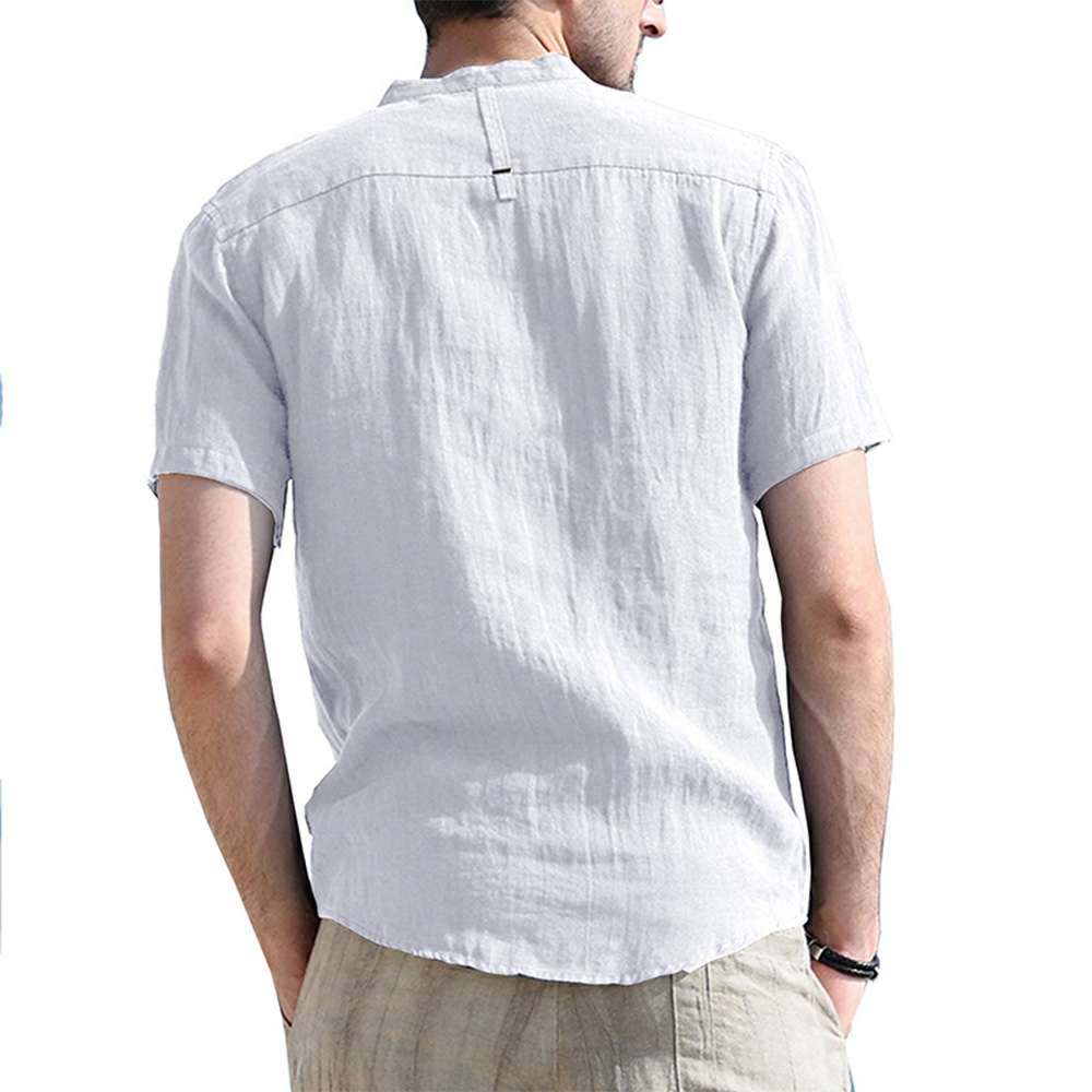 Solid Color Henley Collar Short Sleeve Shirt Solid Color Henley Collar Short Sleeve Shirt