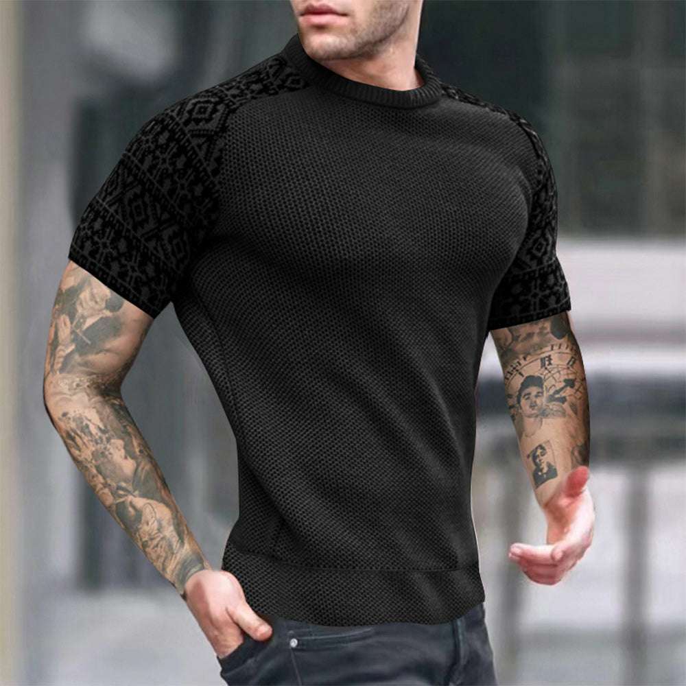 Men's fashion color block print short sleeves Men's fashion color block print short sleeves