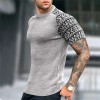 Men's fashion color block print short sleeves Men's fashion color block print short sleeves