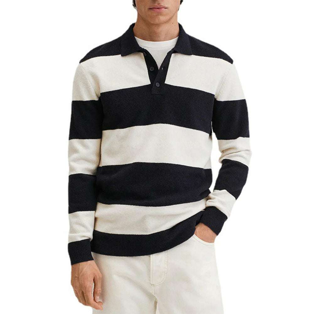 Men's Fashion Black and White Striped Knitwear P1097