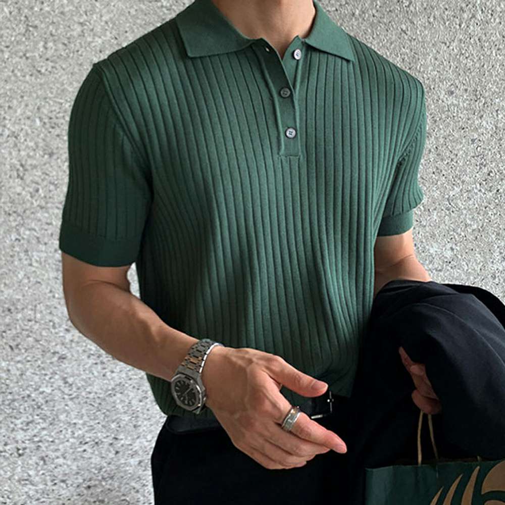 Summer new men's thin section solid color knitted POLO shirt with short sleeves P1107 Summer new men's thin section solid color knitted POLO shirt with short sleeves P1107