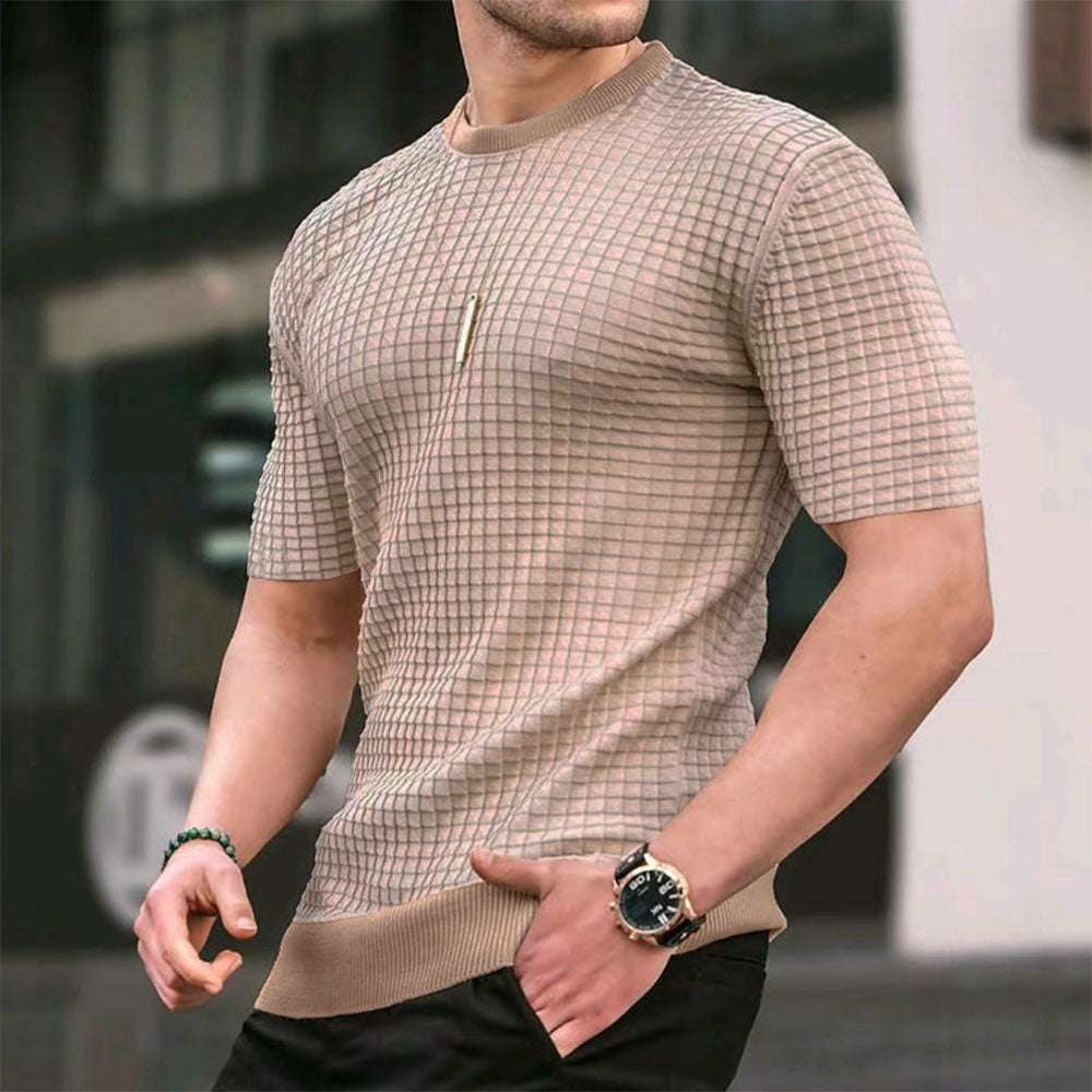 Men's crew neck t-shirt with small checks Men's crew neck t-shirt with small checks