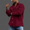 Fashion Men's Corduroy Button Pocket Long Sleeve Shirt