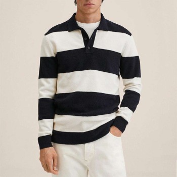Men's Fashion Black and White Striped Knitwear P1097