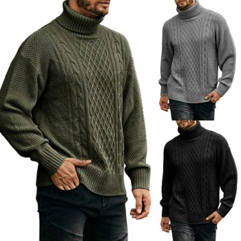Men's Solid Color Long Sleeve Knit Turtleneck Sweater