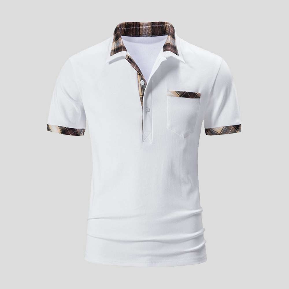Summer new color-block plaid men's casual polo shirts P1118