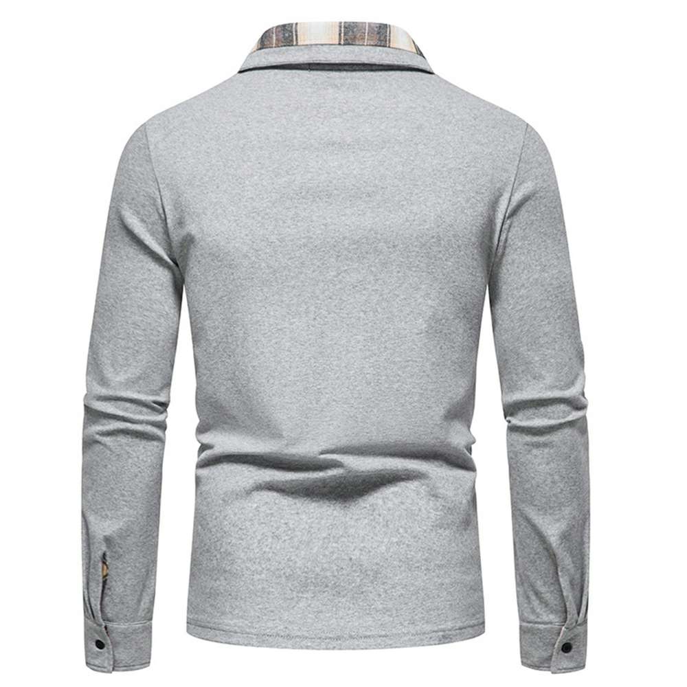 New Men's Plaid Long Sleeve Color Matching Polo Shirt New Men's Plaid Long Sleeve Color Matching Polo Shirt