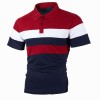 Striped color matching fashion lapel polo shirt men's short sleeves P1135 Striped color matching fashion lapel polo shirt men's short sleeves P1135