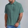 New Men's Slim Lapel Collar Pleated Short Sleeve Shirt New Men's Slim Lapel Collar Pleated Short Sleeve Shirt