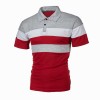Striped color matching fashion lapel polo shirt men's short sleeves P1135 Striped color matching fashion lapel polo shirt men's short sleeves P1135