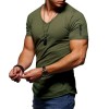 Men's Zipper Short Sleeve V-Neck T-Shirt