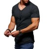 Men's Zipper Short Sleeve V-Neck T-Shirt