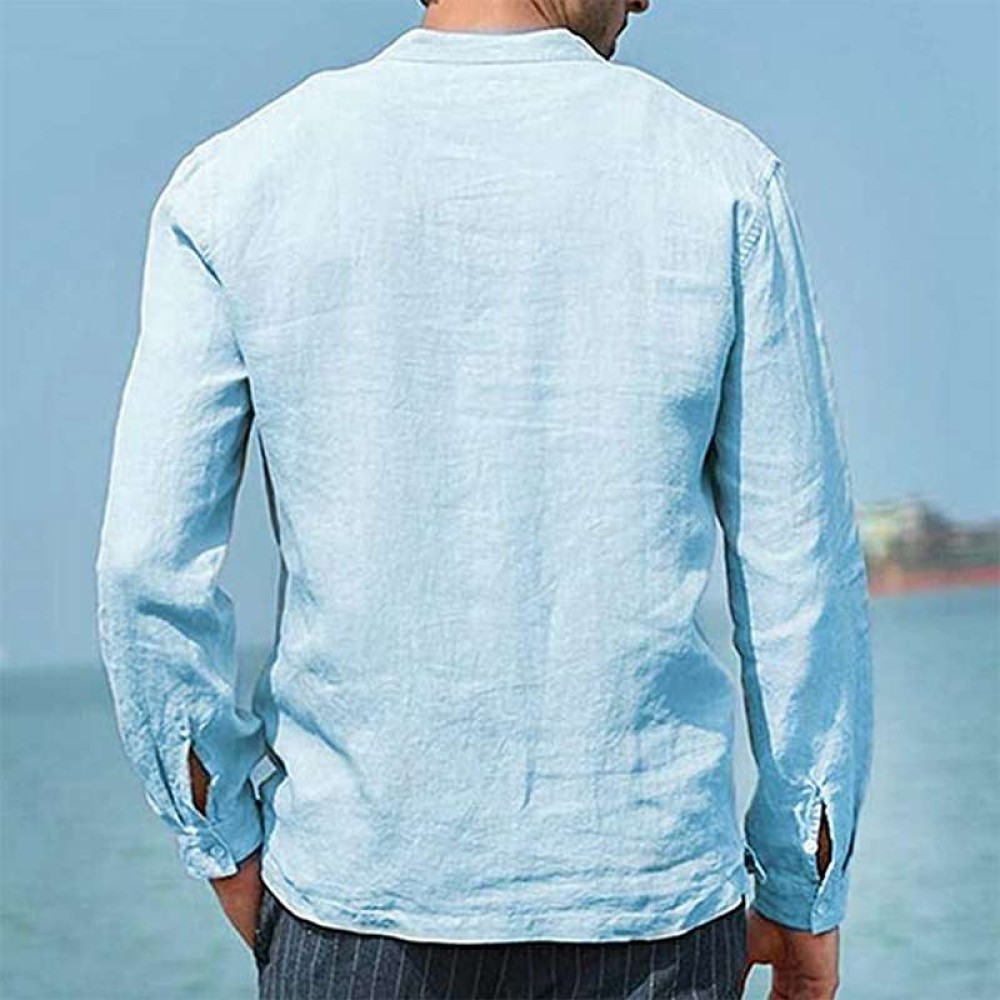 Men's Cotton Linen Casual Long Sleeve Shirt Pocket Loose Shirt Men's Cotton Linen Casual Long Sleeve Shirt Pocket Loose Shirt