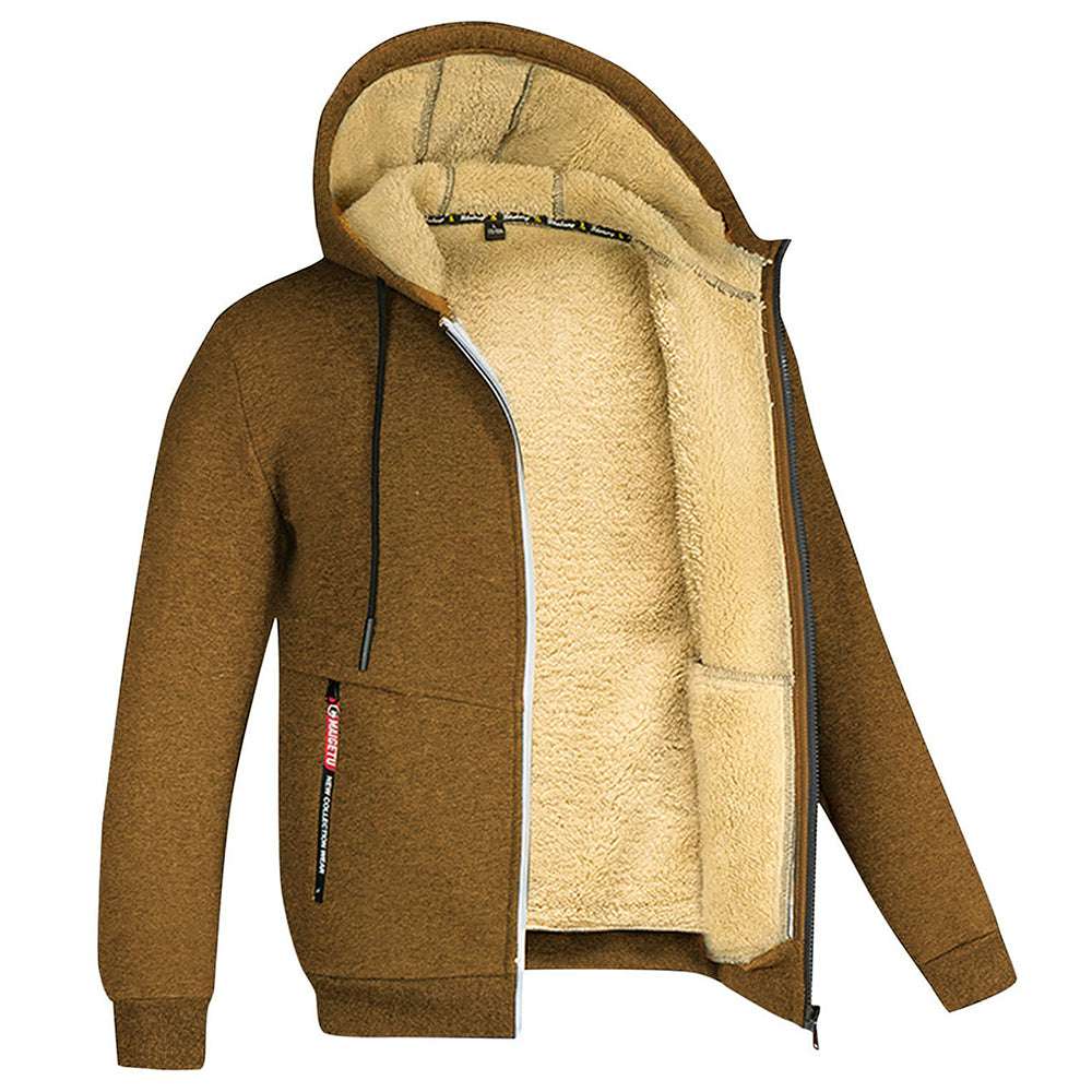 Men's all-match plus fleece thickened zipper hooded sweater cardigan jacket P1247 Men's all-match plus fleece thickened zipper hooded sweater cardigan jacket P1247