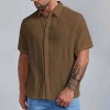 New Men's Slim Lapel Collar Pleated Short Sleeve Shirt New Men's Slim Lapel Collar Pleated Short Sleeve Shirt