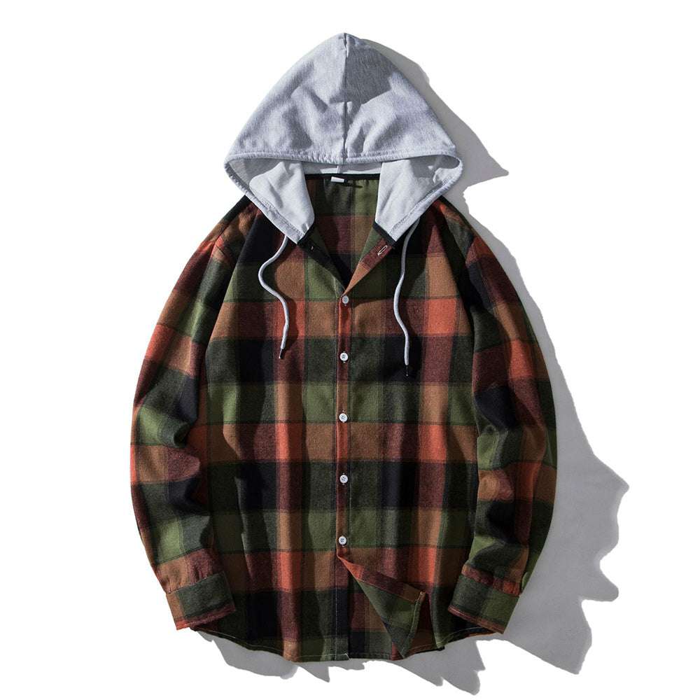 Men's Plaid Hooded Shirt P1245 Men's Plaid Hooded Shirt P1245
