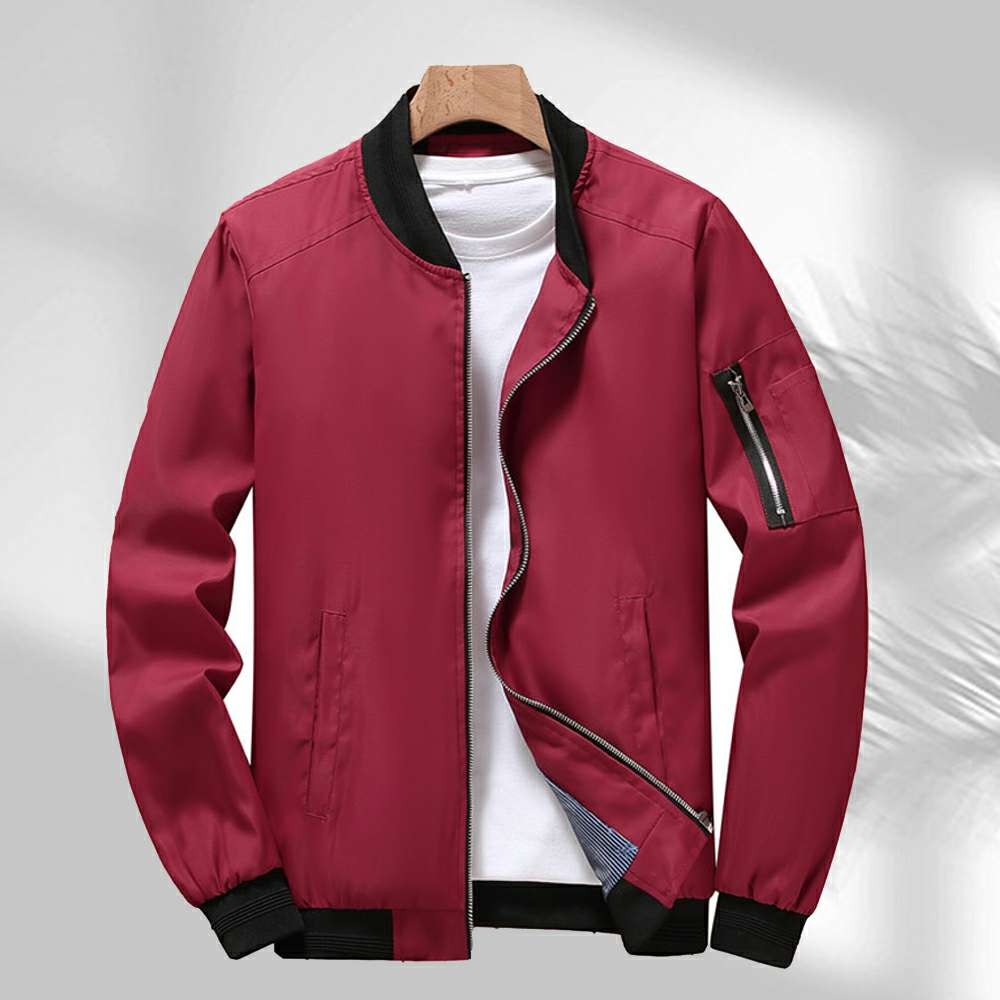 Men's Solid Color Stand Collar Casual Jacket