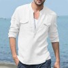 Men's Cotton Linen Casual Long Sleeve Shirt Pocket Loose Shirt Men's Cotton Linen Casual Long Sleeve Shirt Pocket Loose Shirt