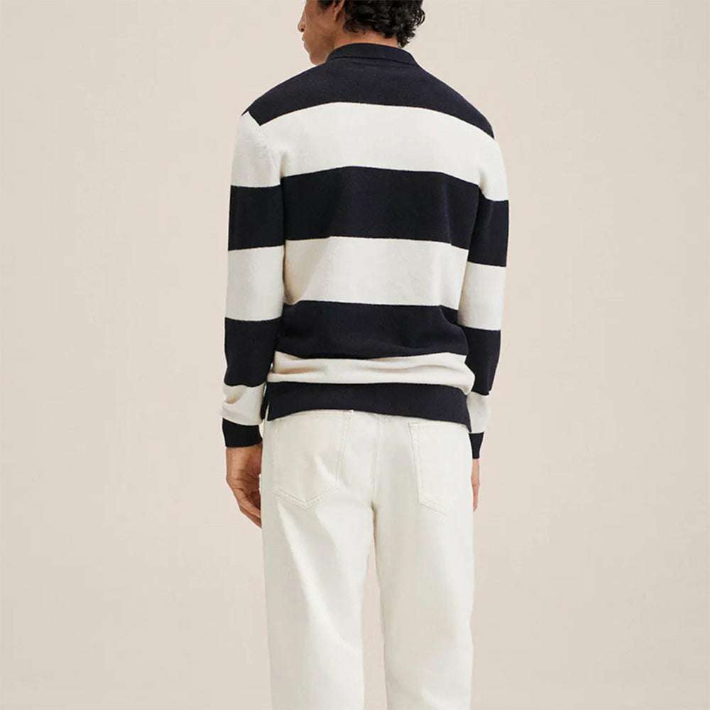 Men's Fashion Black and White Striped Knitwear P1097