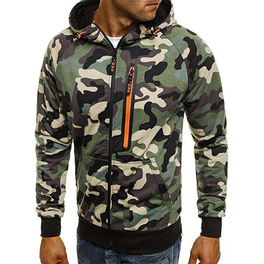Men's camouflage hooded zipper cardigan sweater jacket P1209 Men's camouflage hooded zipper cardigan sweater jacket P1209
