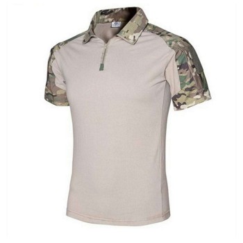 Men's camouflage stitching casual lapel T-Shirt P1138