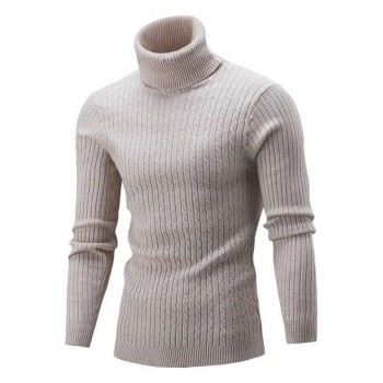 Autumn/Winter Men's Turtleneck Solid Color Knit Pullover Sweater