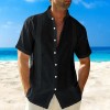 Men's New Casual Cotton Linen Stand Collar Short Sleeve Shirt P1068 Men's New Casual Cotton Linen Stand Collar Short Sleeve Shirt P1068