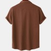 Solid color double pocket linen short sleeve shirt for men Solid color double pocket linen short sleeve shirt for men