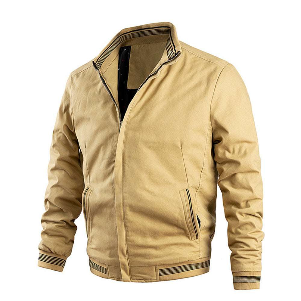 Fashion Men's Rib Neck Solid Jacket Fashion Men's Rib Neck Solid Jacket