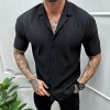 New solid color short-sleeved shirt men's casual cardigan