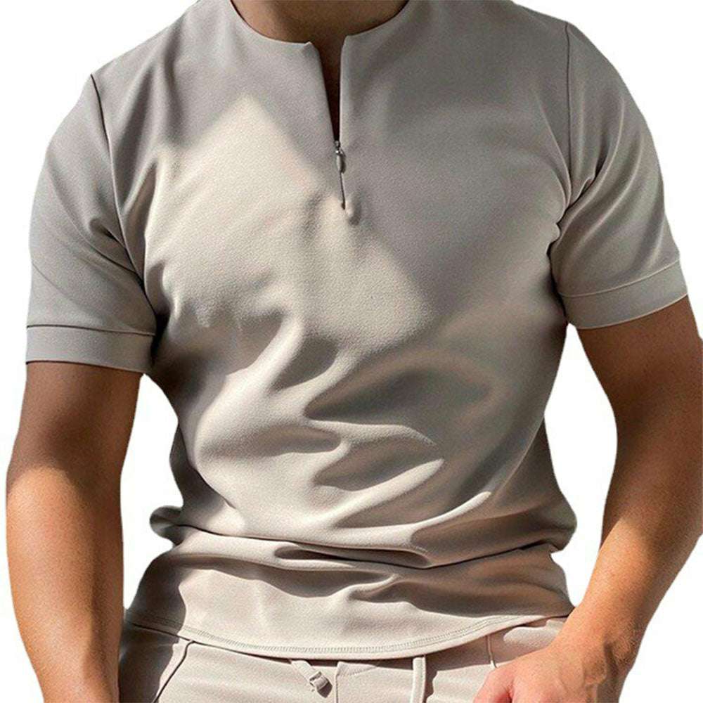 Solid color zipper men's polo shirt P1112 Solid color zipper men's polo shirt P1112