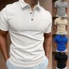 New waffle men's polo shirt short sleeve button down T-shirt top P1114