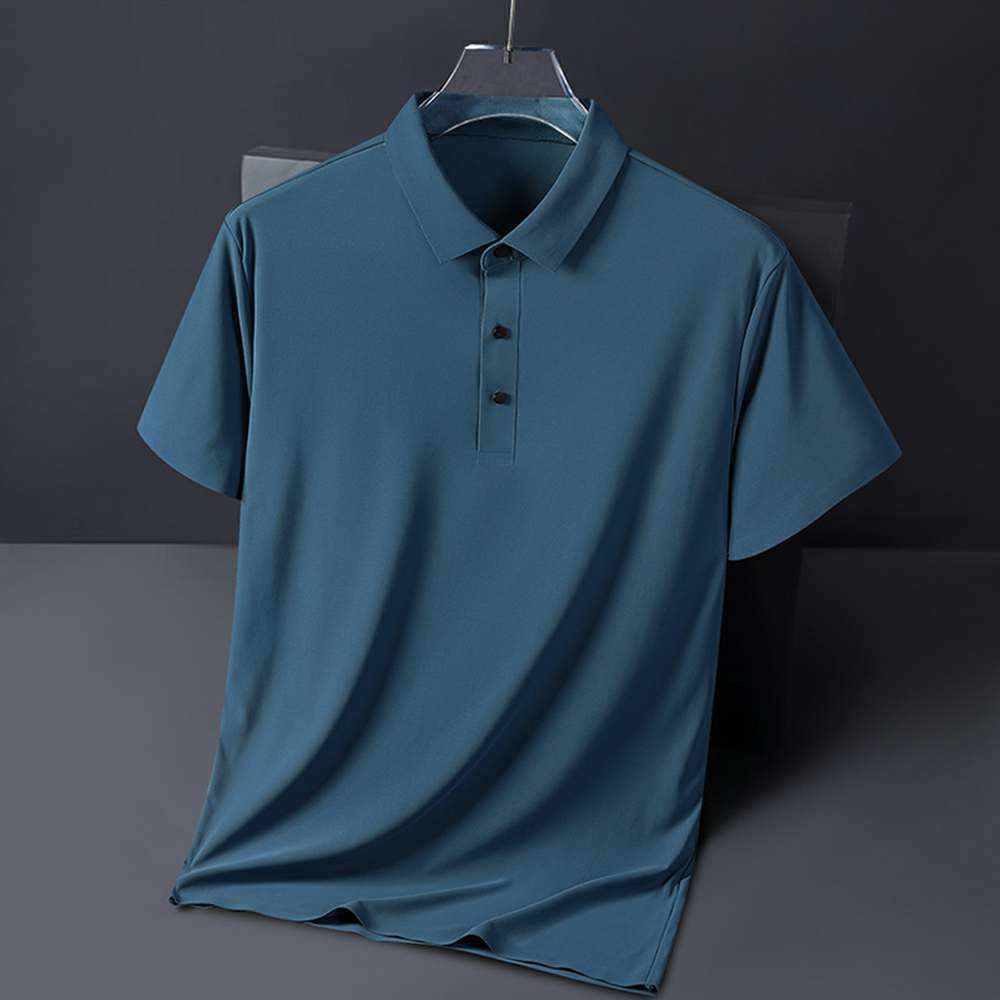 Summer new high-end men's ice silk seamless business short-sleeved lapel polo shirt Summer new high-end men's ice silk seamless business short-sleeved lapel polo shirt