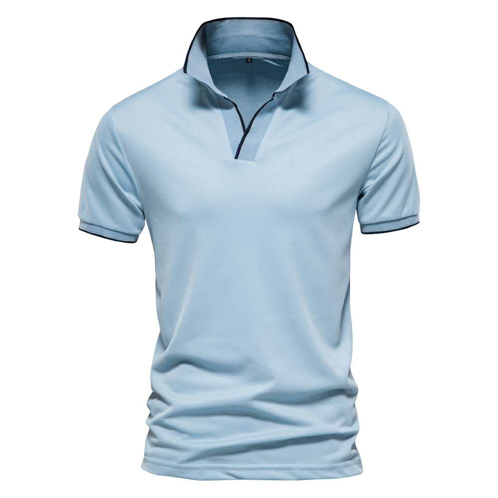 New solid color v-neck men's business POLO shirt casual short-sleeved P1024 New solid color v-neck men's business POLO shirt casual short-sleeved P1024