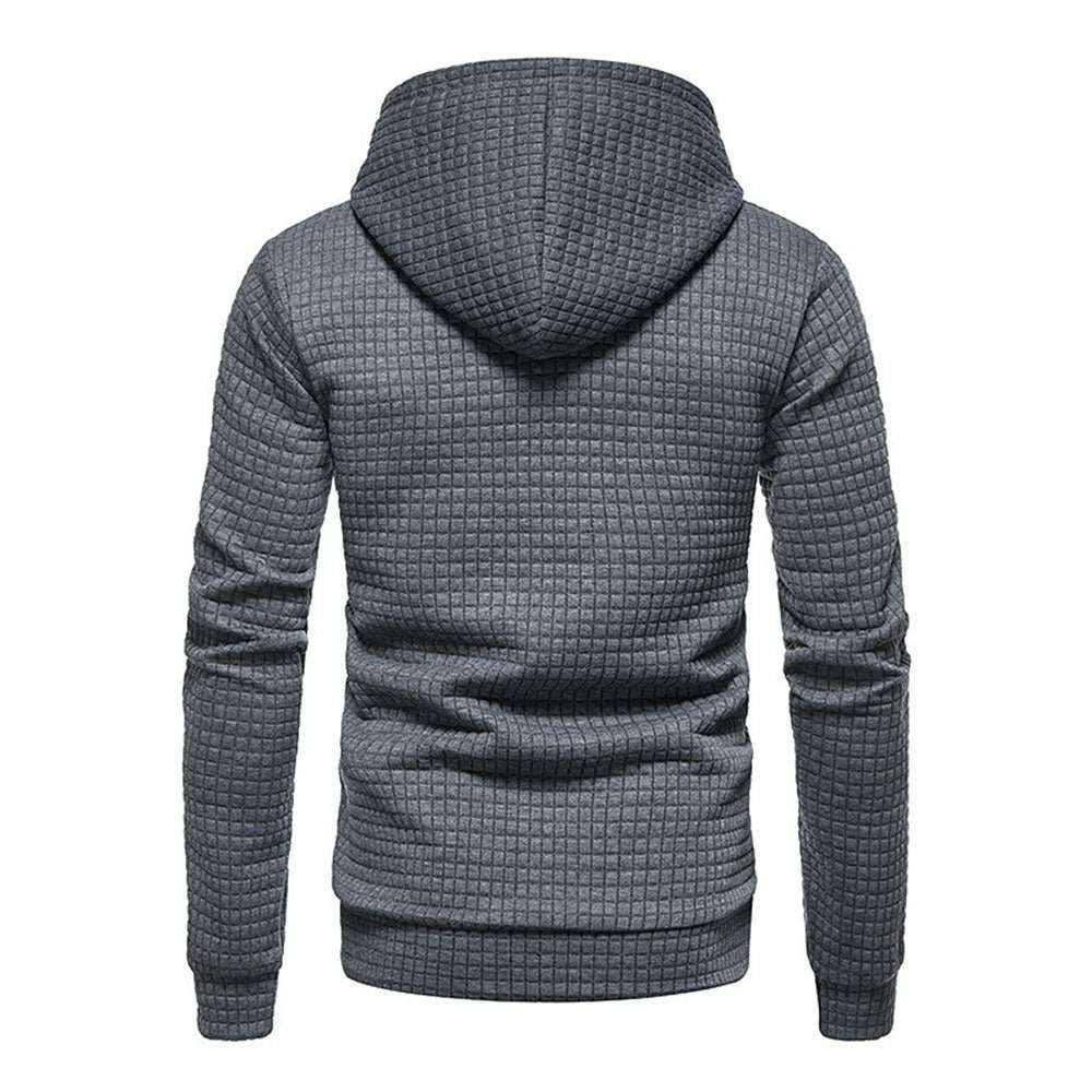 New Men's Fashion Check Casual Pocket Pullover Hoodie