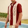 Summer new men's lapel striped printed short-sleeved shirt Summer new men's lapel striped printed short-sleeved shirt