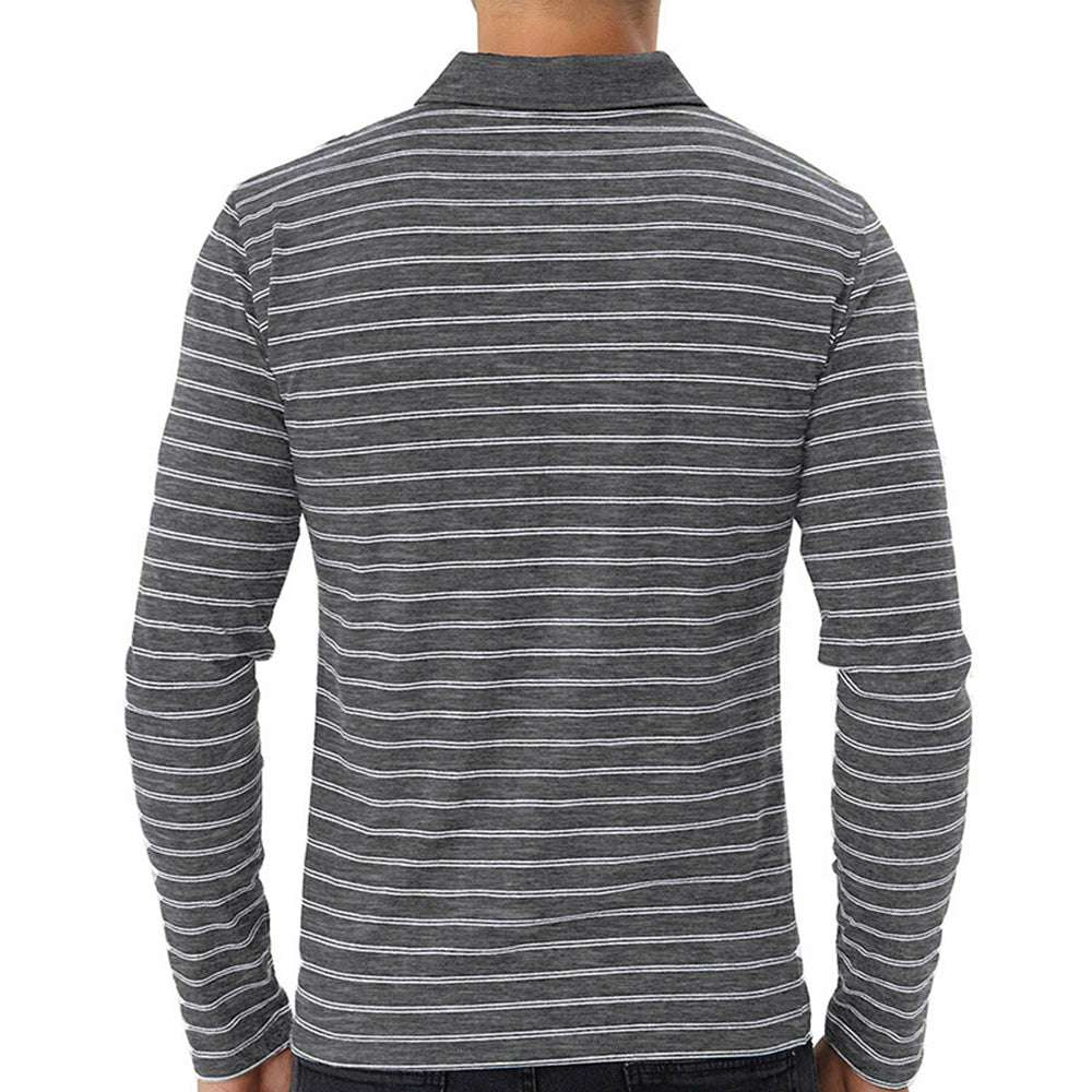 New Men Striped Casual Breathable Long Sleeve Polo Shirt New Men Striped Casual Breathable Long Sleeve Polo Shirt