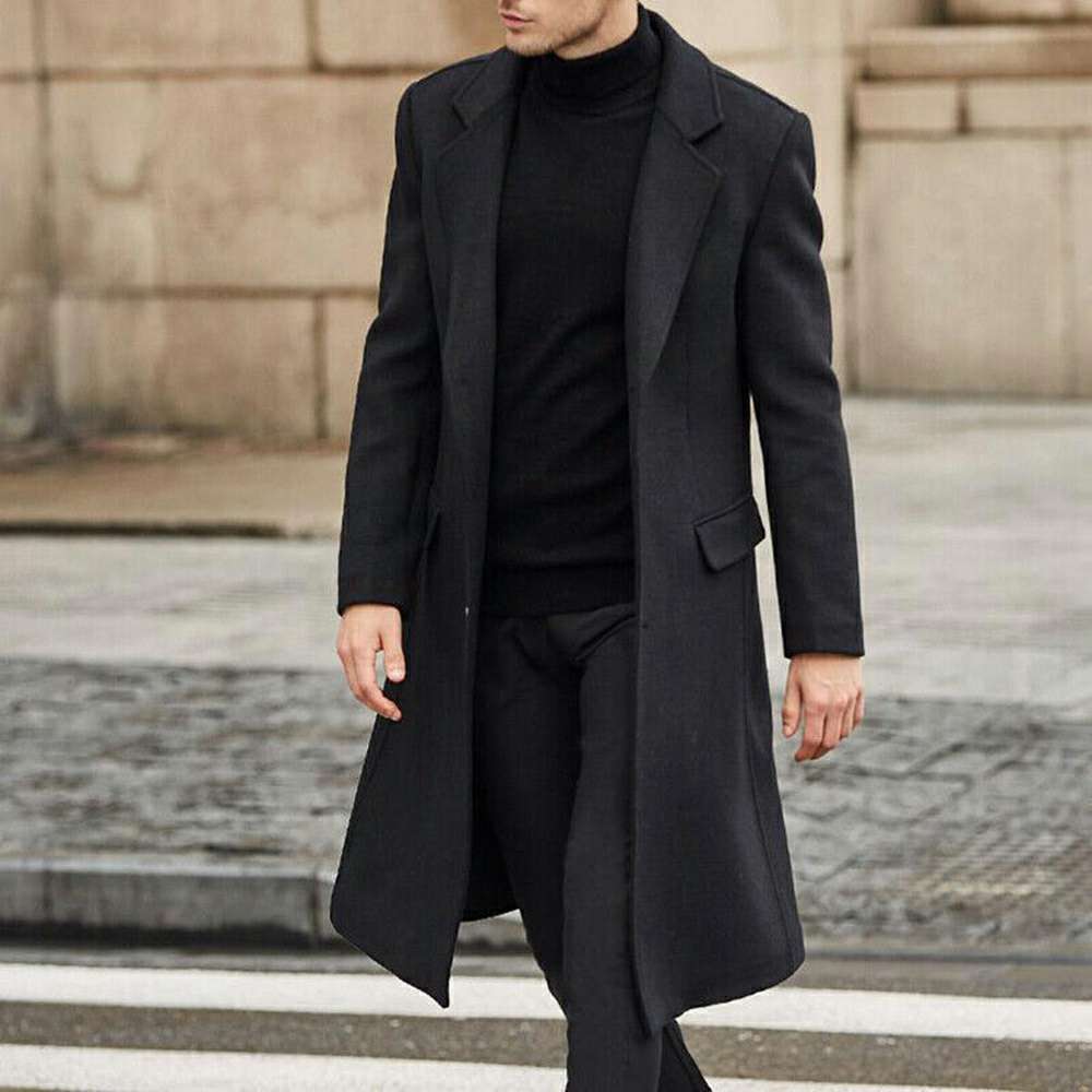 Men's Business Solid Color Casual British Style Coat