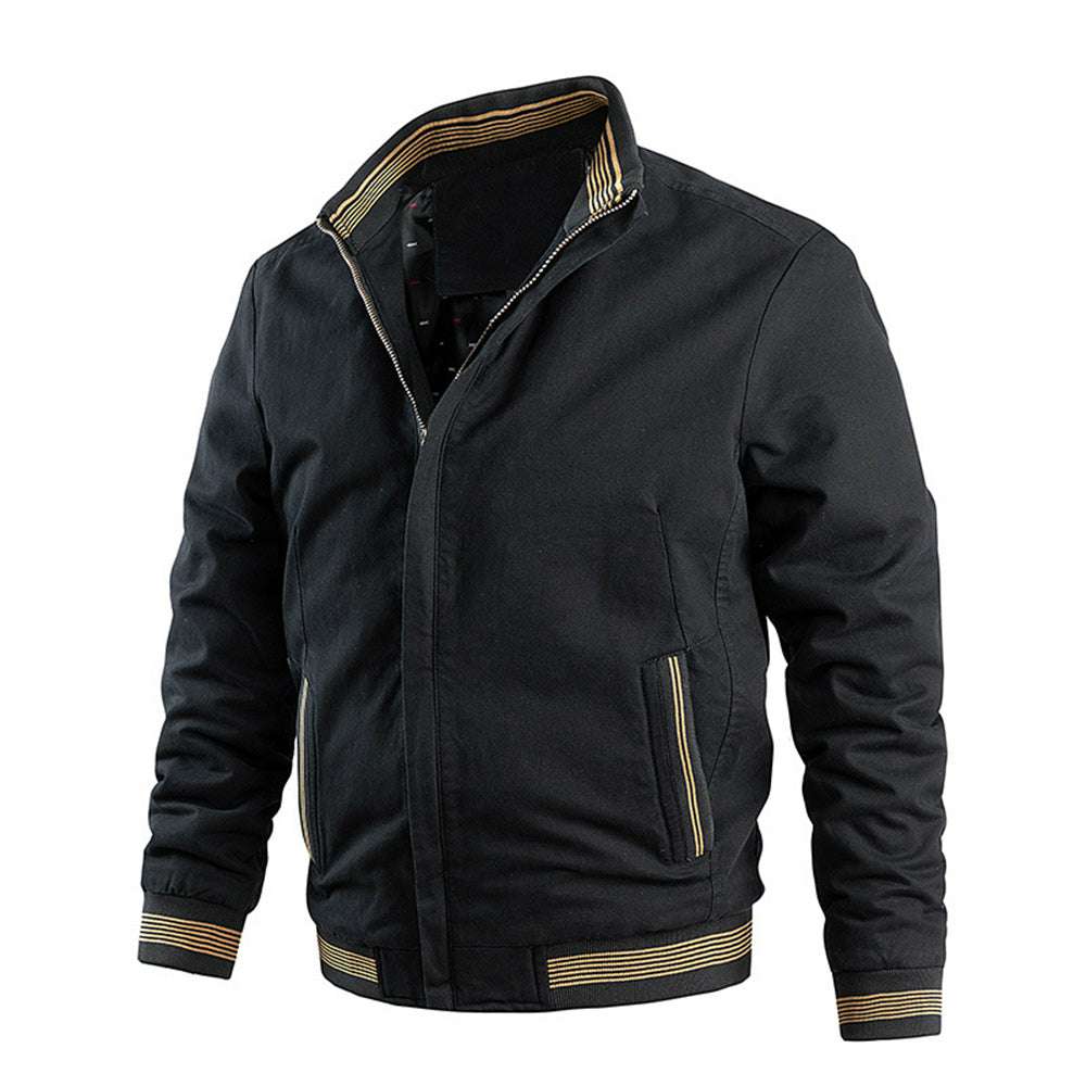 Fashion Men's Rib Neck Solid Jacket Fashion Men's Rib Neck Solid Jacket
