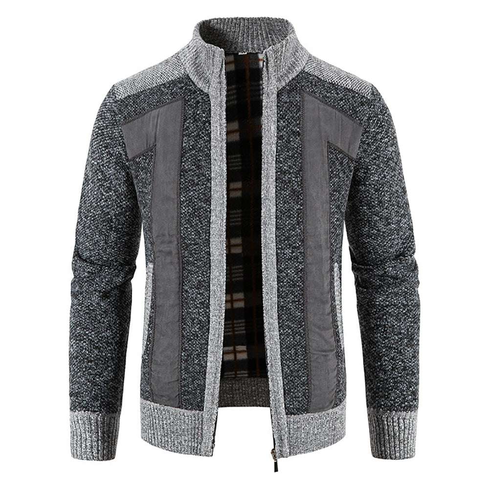 Men's Warm Fashion Stitched Fleece Knitted Cardigan P1180