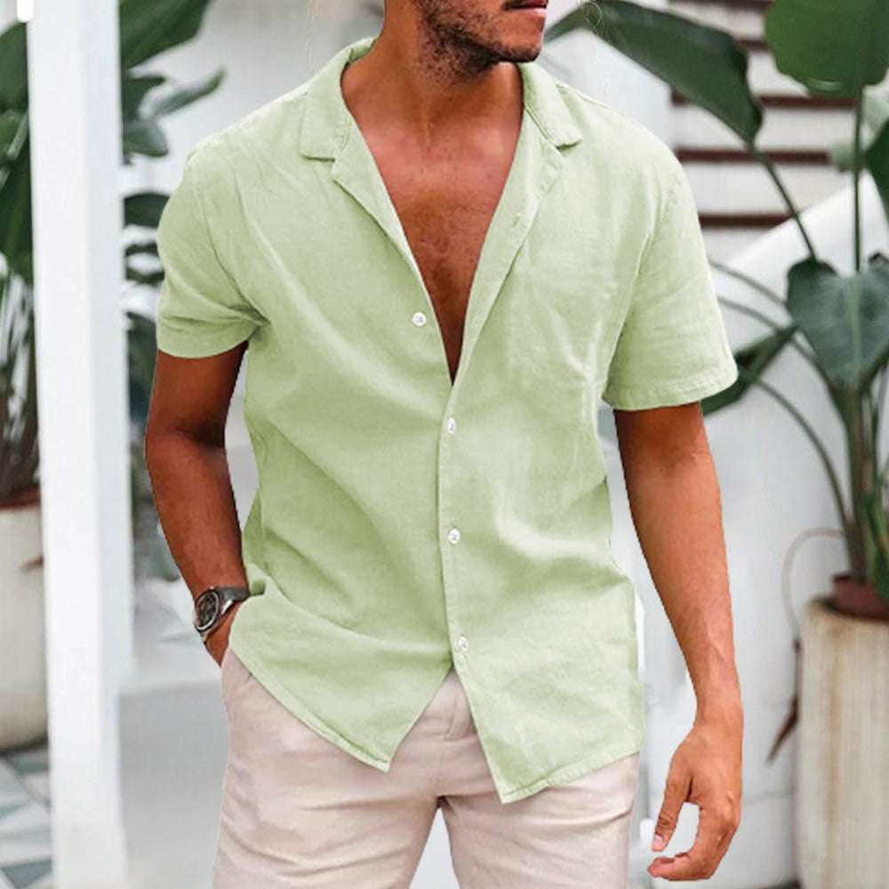 Short-sleeved shirt in breathable linen for men Short-sleeved shirt in breathable linen for men