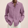 New loose solid color cotton and linen shirt for men New loose solid color cotton and linen shirt for men