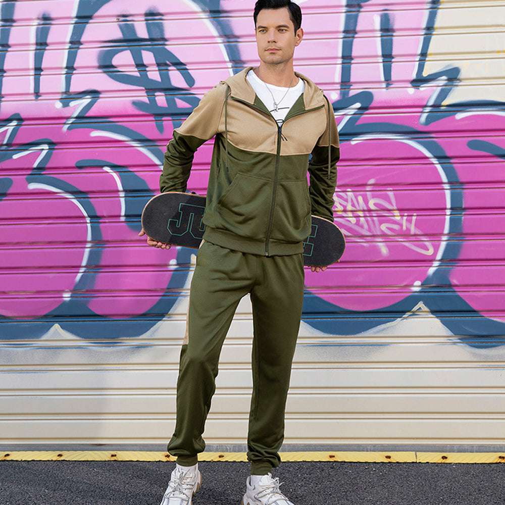 Men's Zip Hooded Long Sleeve Trousers Casual Suit Men's Zip Hooded Long Sleeve Trousers Casual Suit