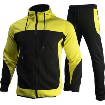 Men's casual color contrast sports two-piece set