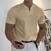 Men's Solid Color V-Neck Slim Fit Short Sleeve
