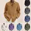New loose solid color cotton and linen shirt for men New loose solid color cotton and linen shirt for men
